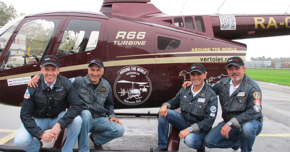 The pilots from left to right: Vadim Melnikov, Dmitry Rakitsky, Alexander Kurylev, and Michael Farikh.