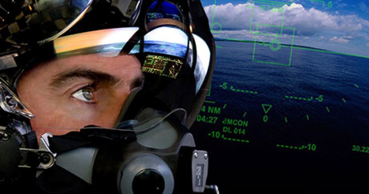 The F-35 Joint Program Office will focus on maturing the fighter’s helmet-mounted display system to third-generation standard. (Photo: Rockwell Collins) 