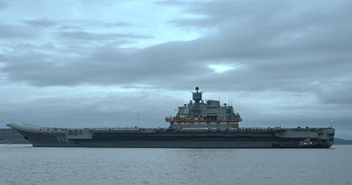 The Admiral Kuznetsov, photographed in August at Severomorsk fleet station near Murmansk. (Photo: Vladimir Karnozov)