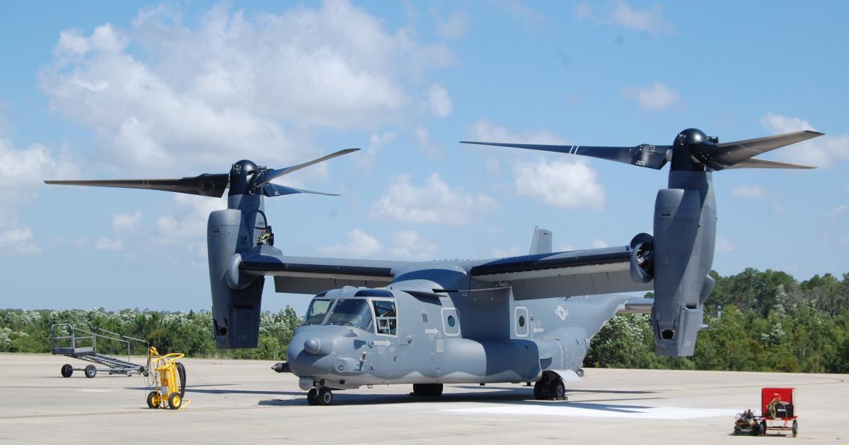 Israel is now confirmed as the first export customer for the Bell-Boeing V-22 Osprey. Shown here, the CV-22 version of the tiltrotor, in service with the U.S. Air Force. (Photo: Chris Pocock)