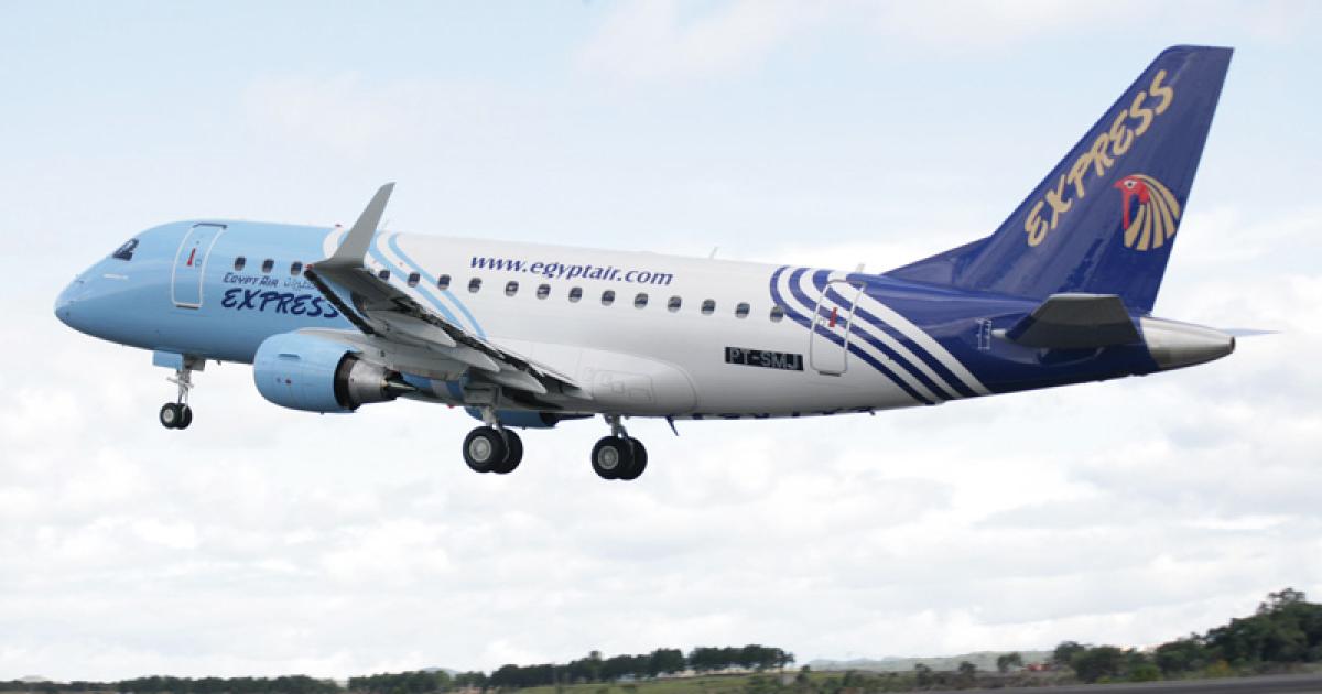 Egyptair doubled domestic traffic three months after launching E170 service from Cairo.