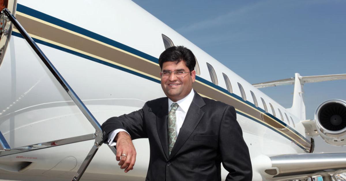 Paras Dhamecha, executive director at Empire Aviation with a Challenger 300 managed by AEG in Bangalore.