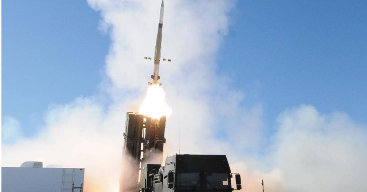 A PAC-3 MSE missile leaves the launcher during the successful test of the Lockheed Martin Medium Extended Air Defense System (MEADS) at the White Sands Missile Range, N.M. on November 6.
