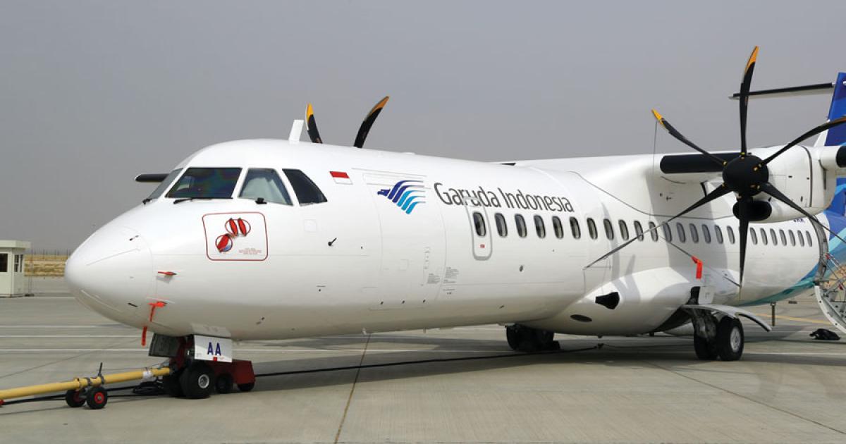 Garuda’s ATR 72-600 is on the Dubai Airshow static display.