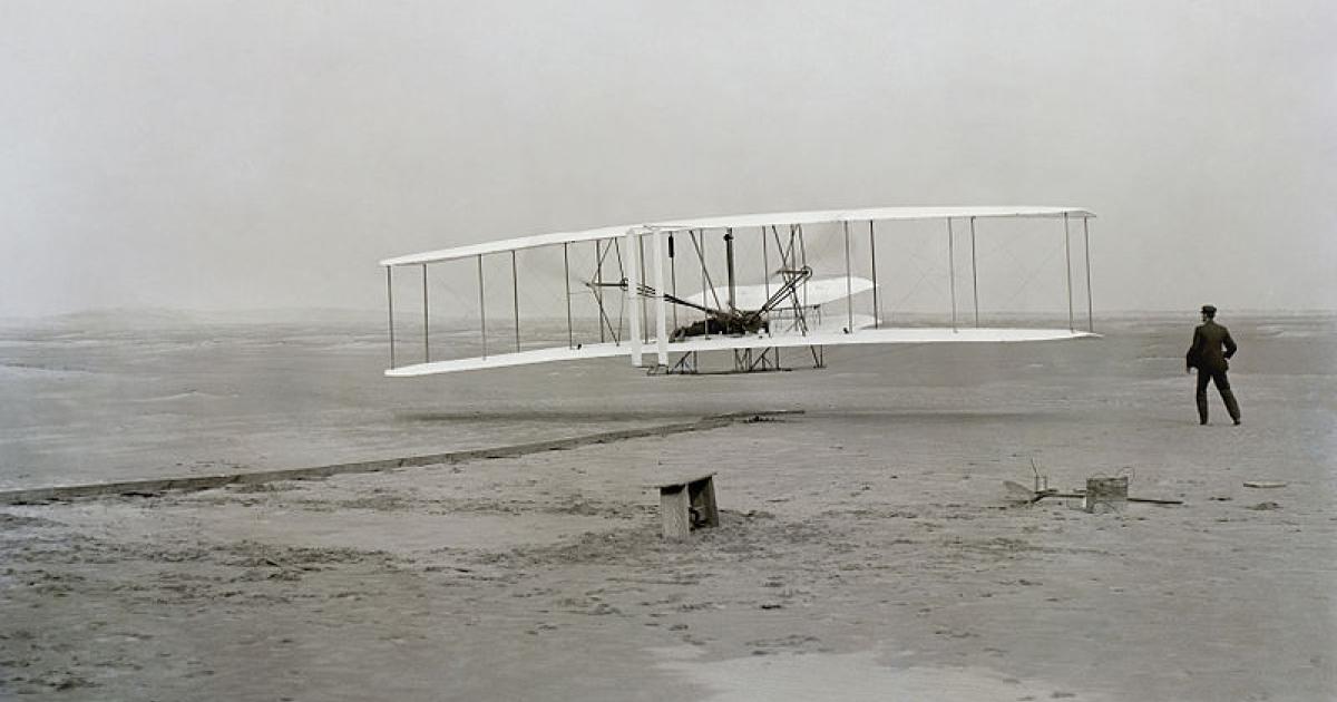 The Wright brothers take off—only 66 years before Apollo 11.