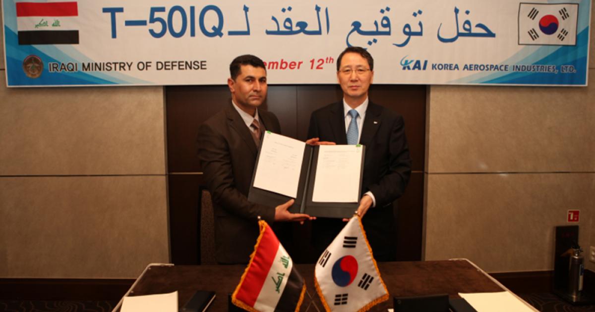 Iraq and Korea sealed a deal for 24 T-50 jet trainers in Baghdad on December 12. (Photo: KAI)