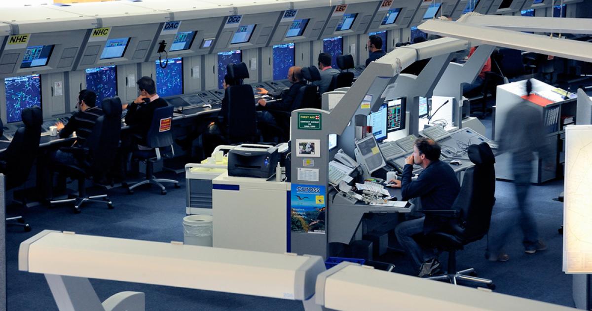 Controllers man their stations at the Eurocontrol Maastricht Upper Area Control Center. (Photo: Eurocontrol) 