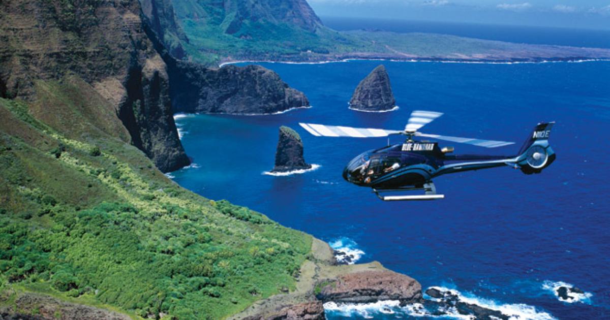 Air-tour operator Blue Hawaiian flies its 24-strong Eurocopter fleet on five of the state’s six islands.