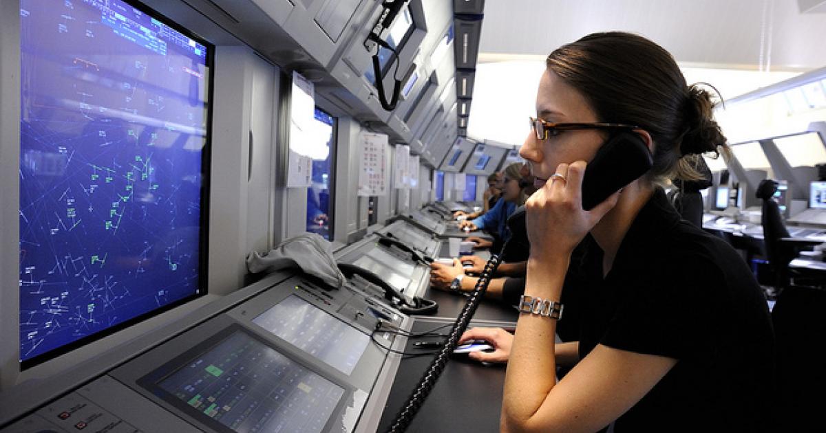 An air traffic controller monitors a display at Eurocontrol's Maastricht Upper Area Control Center. (Photo: Eurocontrol)
