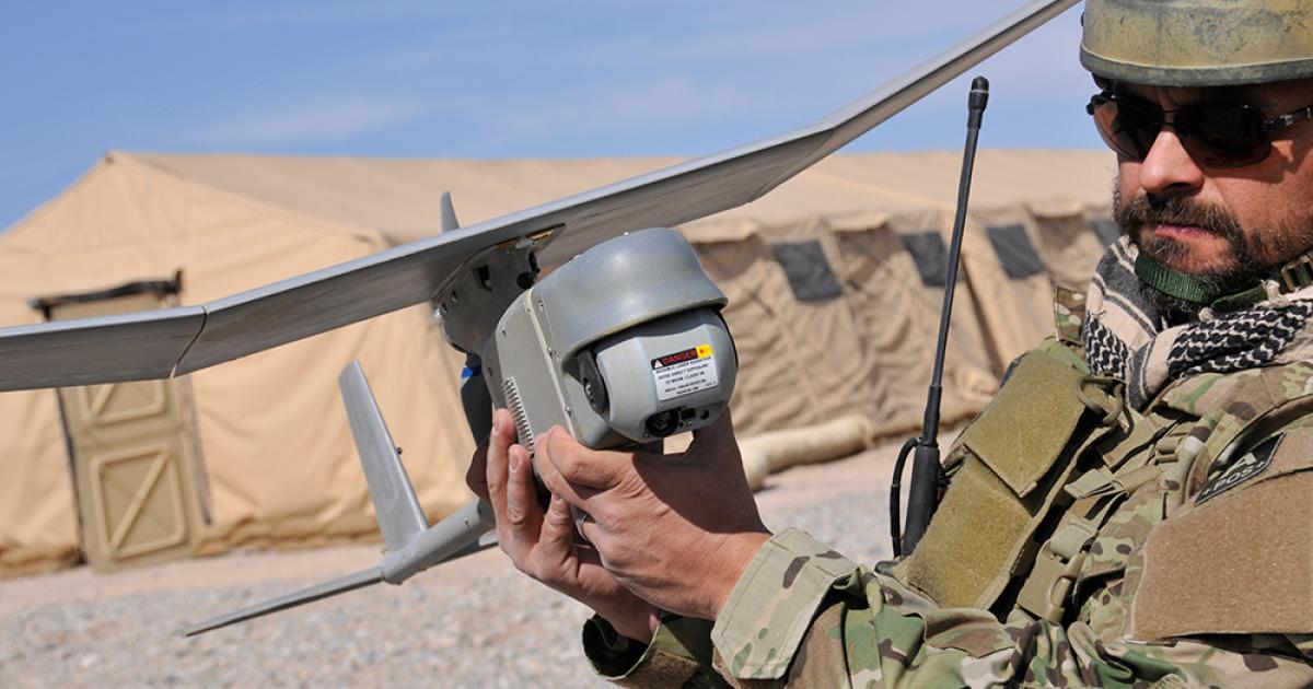 U.S. military services have 7,332 hand-launched Aerovironment Ravens, according to the Unmanned Systems Integrated Roadmap. (Photo: Aerovironment) 