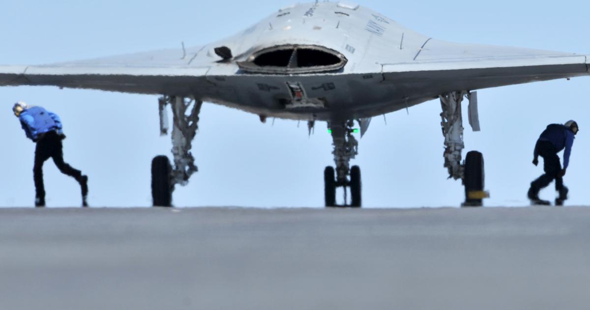 The U.S. Navy tested autonomous flight controls on the X-47B unmanned combat air system, which completed its first carrier-based arrested landing last July. (Photo: U.S. Navy)