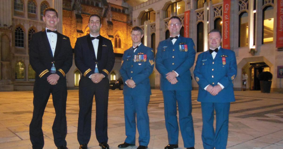 The crew of Rescue 912, Jonathon Groten, Aaron Noble, Mark Vokey, Bradley Hiscock and Jeffrey Warden, rescued three seabird hunters from Indian Bay near Gander and for their extraordinary efforts in adverse conditions are being honored with Sikorsky’s Humanitarian Award. 