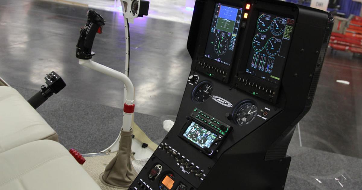 The cockpit of the Scott’s Bell 47 helicopter is being modernized with Sagem’s ICDS-8A displays. (Photo: Mariano Rosales)