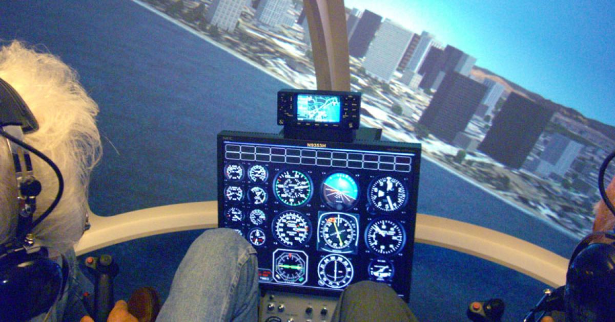 The FLYIT Advanced Flight Motion System simulator is FAA-approved for VFR and IFR helicopter training. 