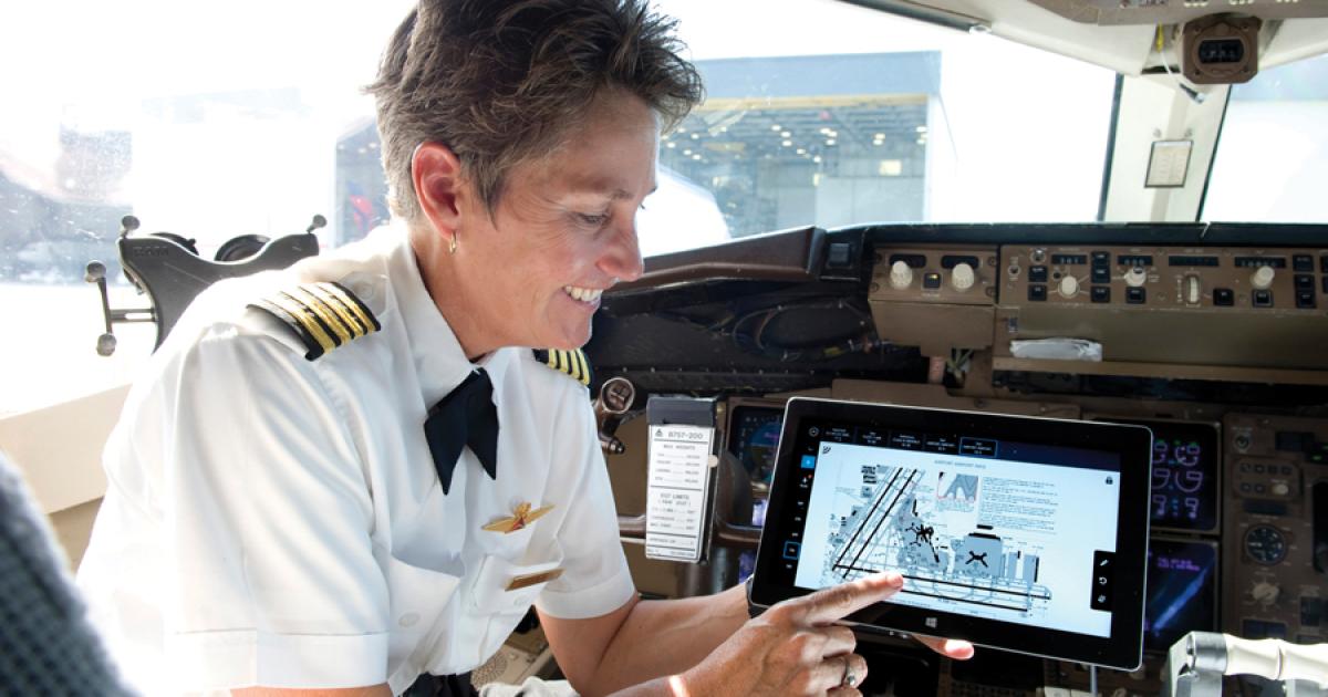 Jeppesen, Microsoft and Delta have collaborated to provide the FliteDeck Pro electronic flight bag application on Microsoft Surface 2 tablets.