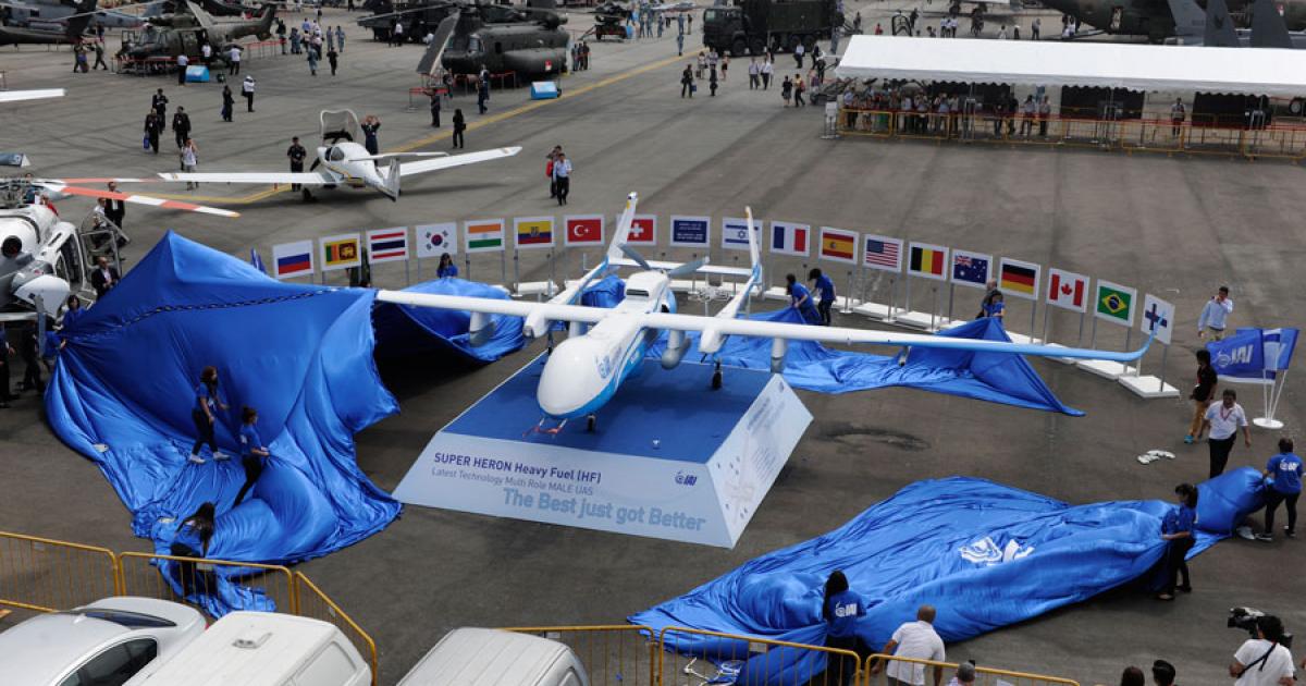 IAI unveiled the Super Heron HF MALE UAV  here at the Singapore Airshow yesterday.  