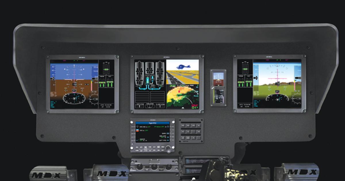 An integrated Universal Avionics flight deck will modernize the MD Helicopters MD 902 Explorer.