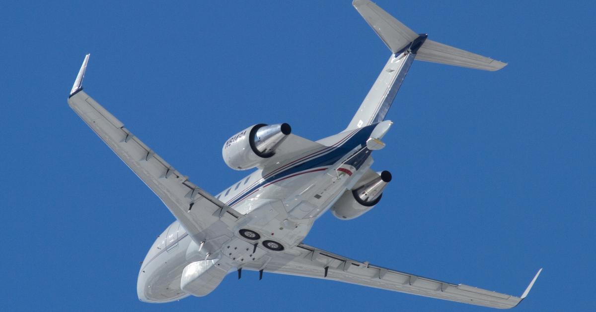 Boeing's Maritime Surveillance Aircraft demonstrator, a modified Challenger 604, made its first flight on February 28. (Photo: Boeing) 