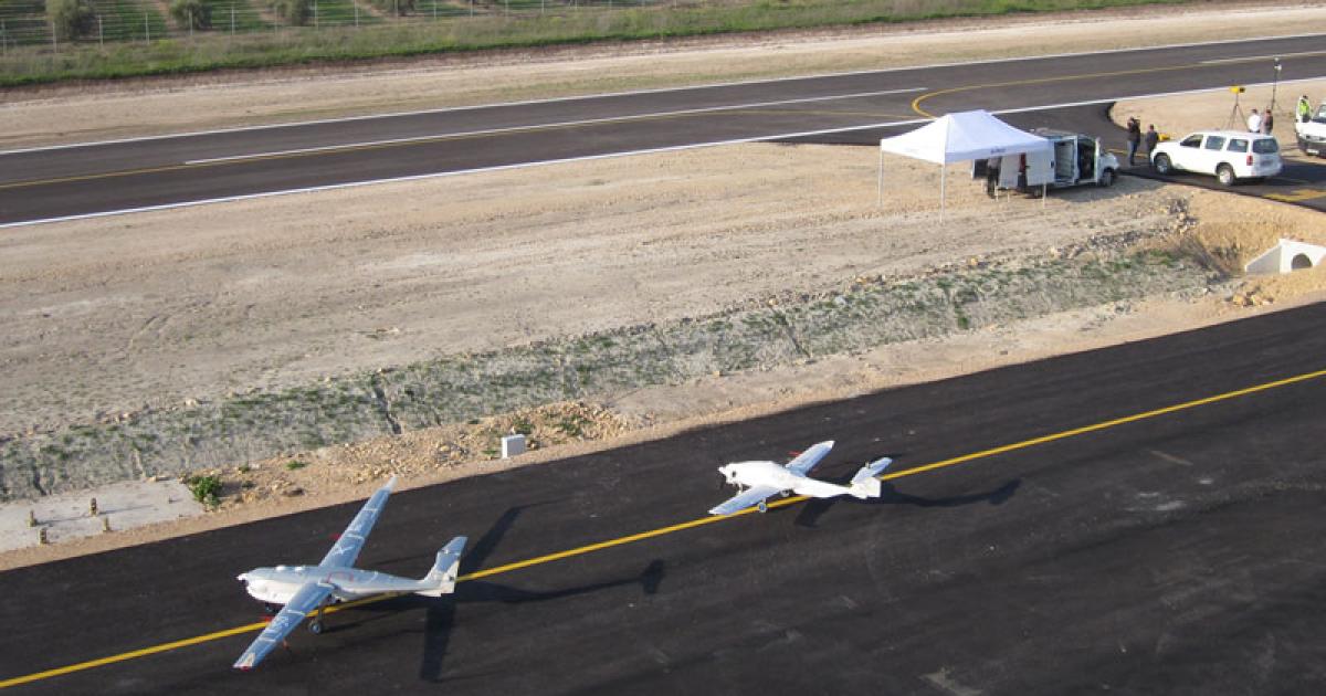 USol’s K50 (right) and K150 UAVs conduct operations at the purpose-built Atlas test center that officially opened last week. (Photo: David Donald)
