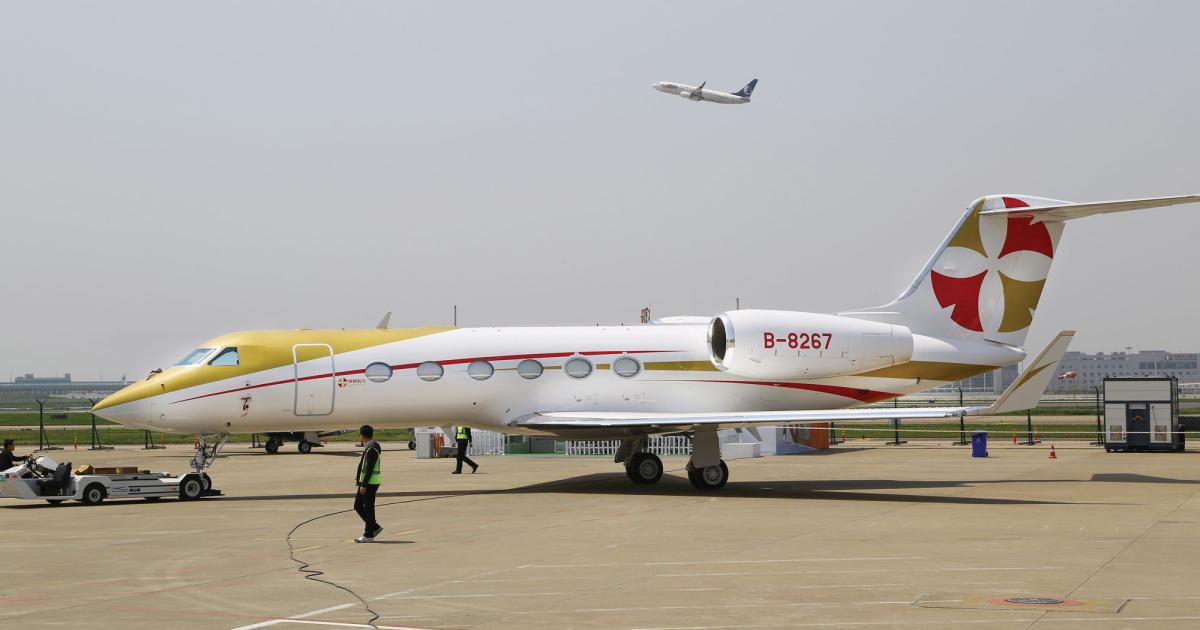 More than 130 Gulfstream aircraft are based in Greater China, including this G450 operated by charter provider AllPoints Jet. (Photo: David McIntosh)