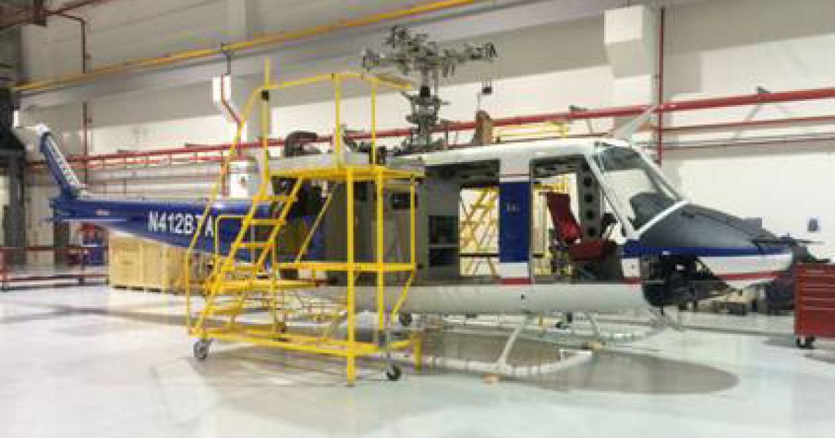 BTA students in Singapore now receive hands-on training with the Bell 412 maintenance trainer, pictured here in the Bell Helicopter Singapore Service Center.