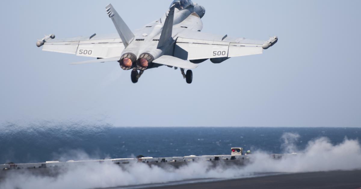 An EA-18G Growler launches from the aircraft carrier USS Harry S. Truman earlier this year. (Photo: U.S. Navy)