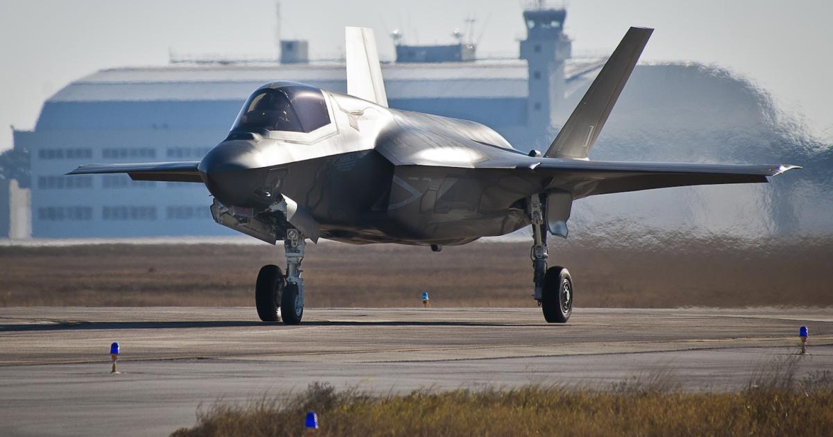 One of three British F-35Bs taxis at Eglin Air Force Base in Florida. (Photo: U.S. Air Force)