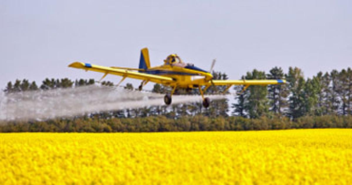 Agricultural pilots face low-level hazards alien to most airmen.