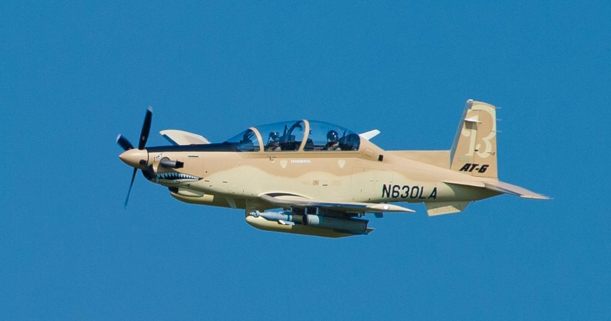 The first production Beechcraft AT-6C light strike aircraft flew for the first time last August. Iraq is likely to buy 24 in a deal worth $790 million. (Photo: Beechcraft)