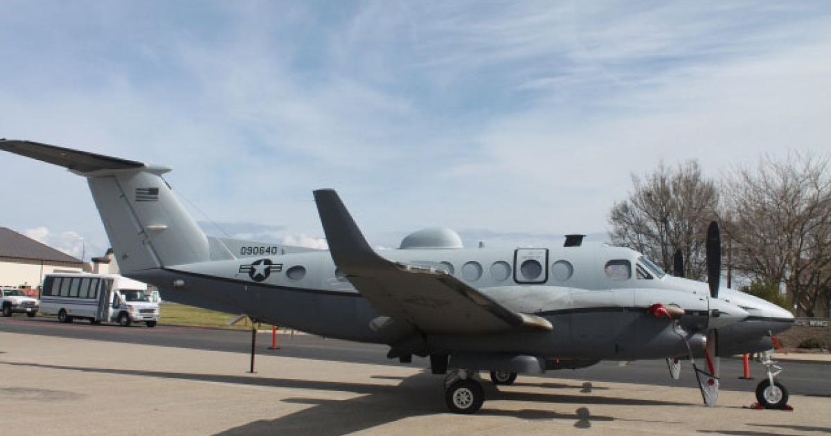 A U.S. Air Force MC-12W surveillance aircraft is flying over northern Nigeria. (Photo: Chris Pocock)