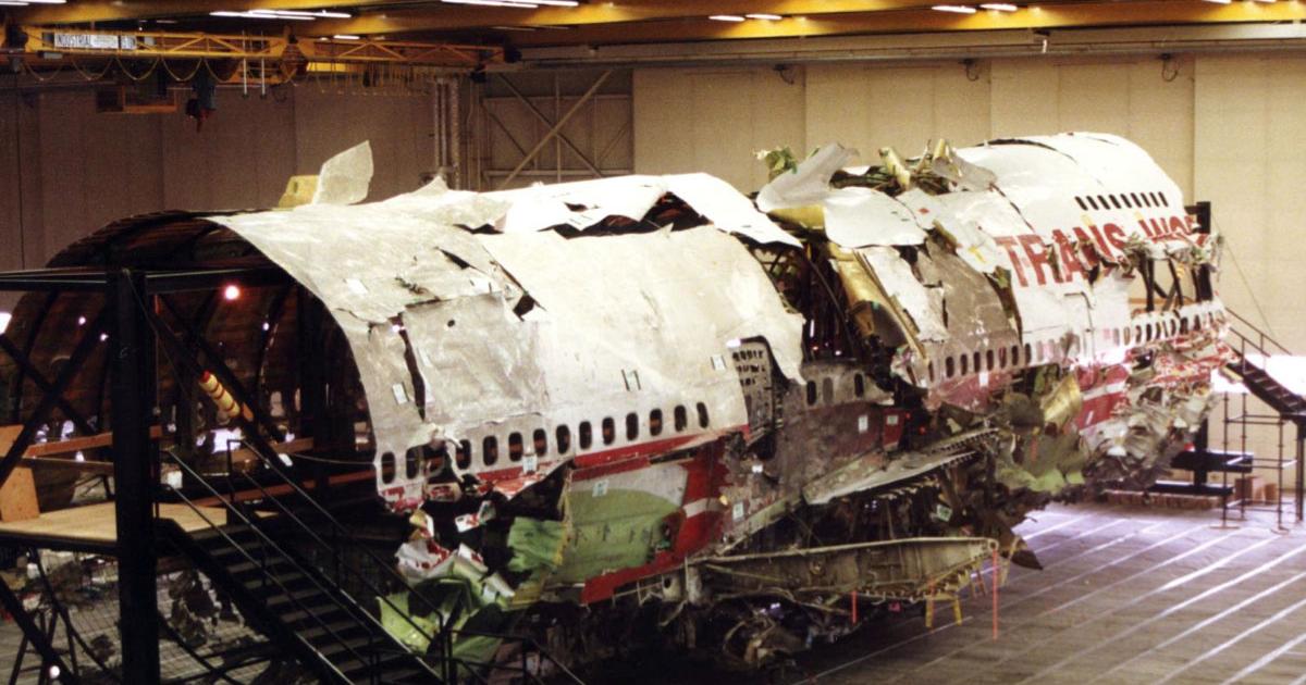 The NTSB reassembled enough of TWA 800’s fuselage to be quite certain of the cause of the explosion. (Photo: NTSB)