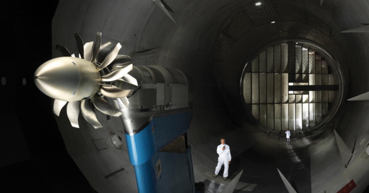 A mockup of an open-rotor engine has been tested in an Onera wind tunnel since 2010; a full demonstrator is due to run in 2016.