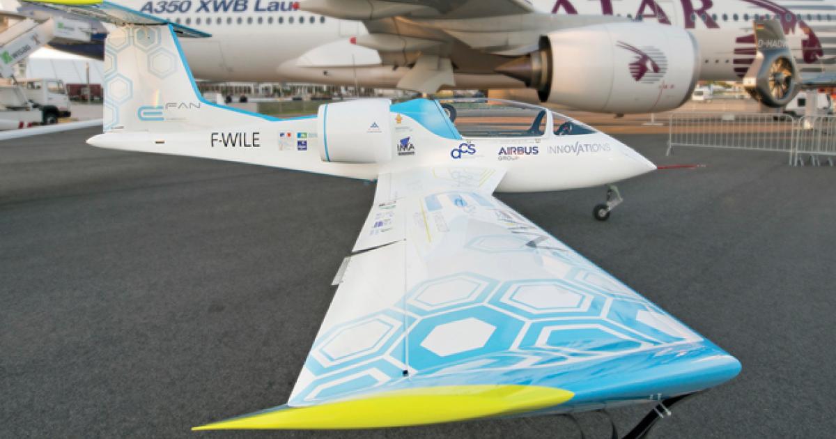 Airbus and its partners hope to see the first light trainer versions of its electrically powered E-Fan aircraft enter service at the end of 2017. 