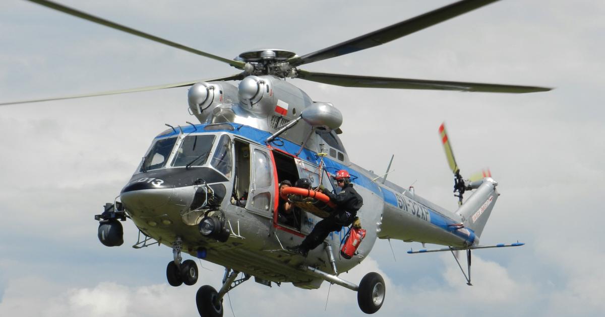 The Uganda police force ordered a W-3A Sokol (shown here) and a GrandNew from AgustaWestland.