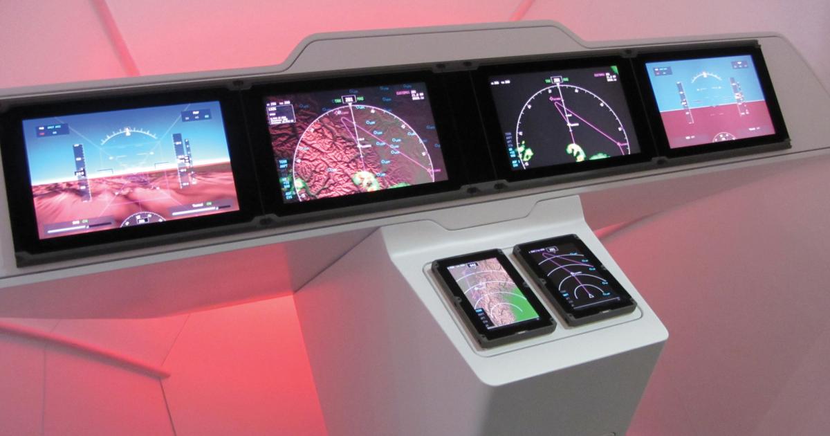 Barco’s cockpit of the future brings touchscreen controls to cockpit displays and eliminates the need for a bulky control display unit.
