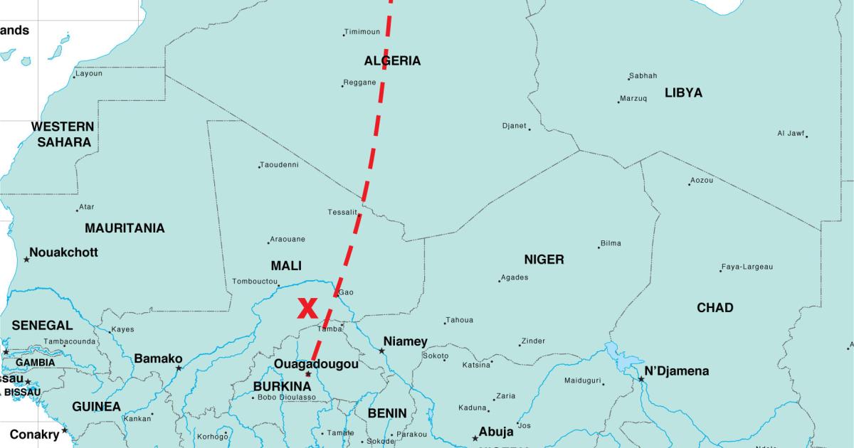 Search teams found the wreckage of Air Algerie flight AH5017 just south of the Malian city of Gao, close to the border with Burkina Faso (as indicated by the X on this map).