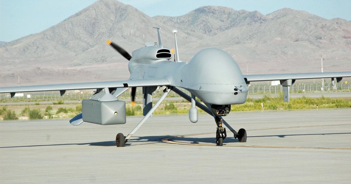 Shown is an MQ-1C Gray Eagle fitted with the Networked Electronic Warfare Remotely Operated pod. (Photo: U.S. Army)