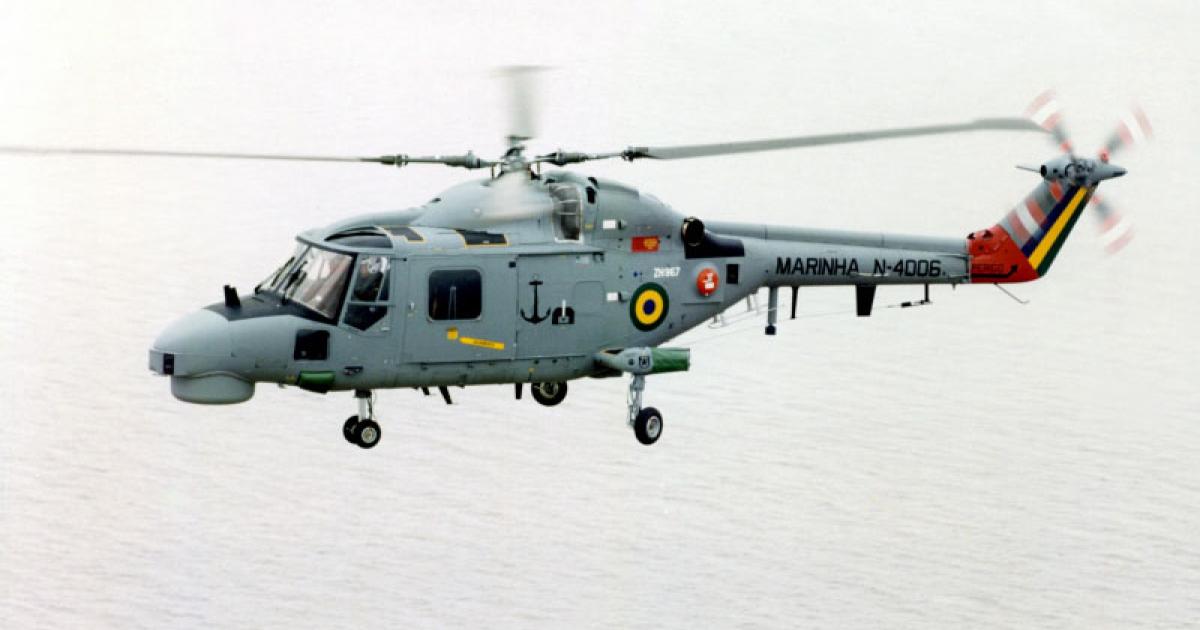 This Brazilian Navy Lynx Mk 21 is one of nine that will be upgraded by OEM AgustaWestland. (Photo: AgustaWestland)