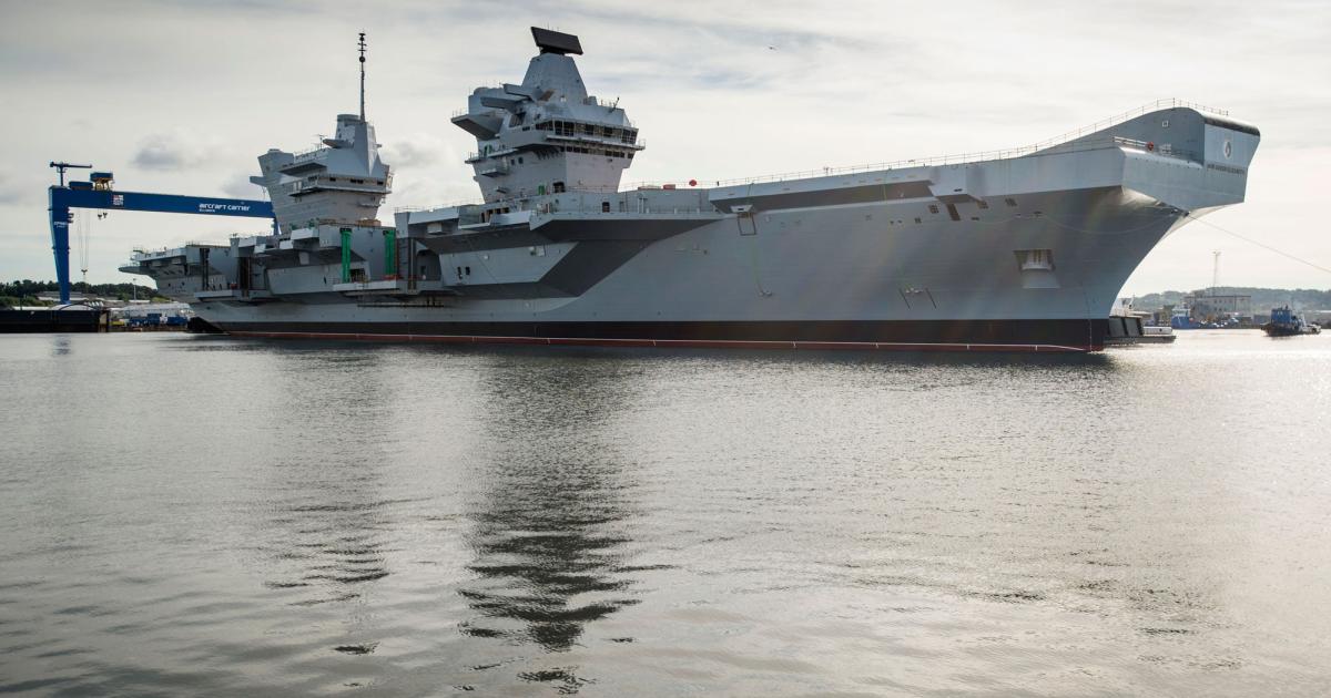 The Queen Elizabeth aircraft carrier was floated out of its construction dock at Rosyth in Scotland on July 16. (Photo: BAE Systems)