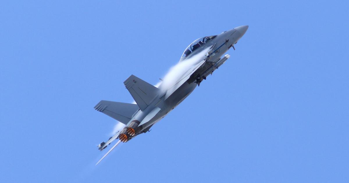 Boeing demonstrated the F/A-18 Super Hornet to Denmark before the aircraft appeared at the Farnborough show last week. (Photo: David McIntosh)