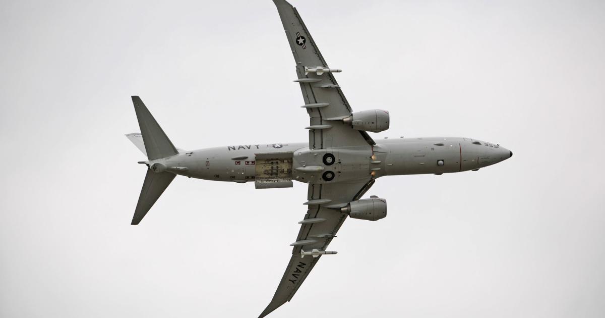 Boeing and the U.S. Navy brought the P-8A Poseidon to Farnborough, complete with a part-British crew.