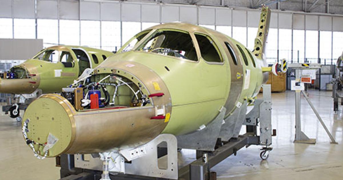 Eclipse Aerospace laid off a “substantial” number of employees on August 15 at its Albuquerque, N.M. headquarters and facilities in Chicago and Charleston, S.C., citing slow sales for its very light jet. Most of the employees affected worked on the Eclipse 550 production line. (Photo: Eclipse Aerospace)