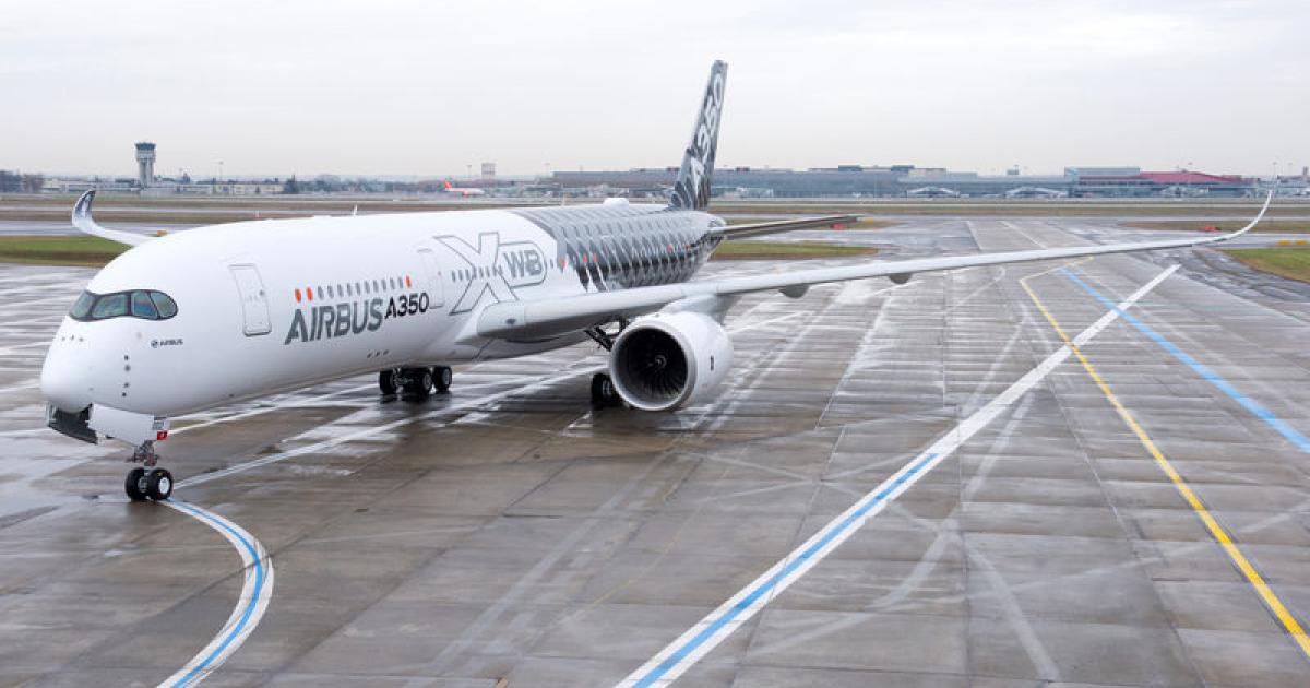 Shown is the Airbus A350-900 MSN2 flight-test aircraft, one of five. (Photo: Airbus)