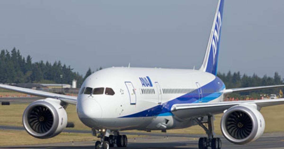 Thermal runaway in the main ship battery of an ANA Boeing 787 in January 2013 led to a global grounding that lasted more than three months. (Photo: Boeing)