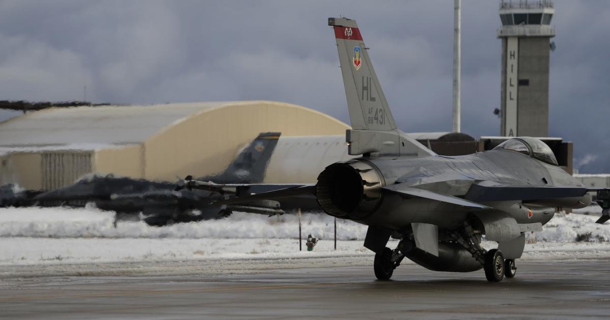 F-16s taxi at Hill Air Force Base, site of the Ogden Air Logistics Complex. (Photo: U.S. Air Force)