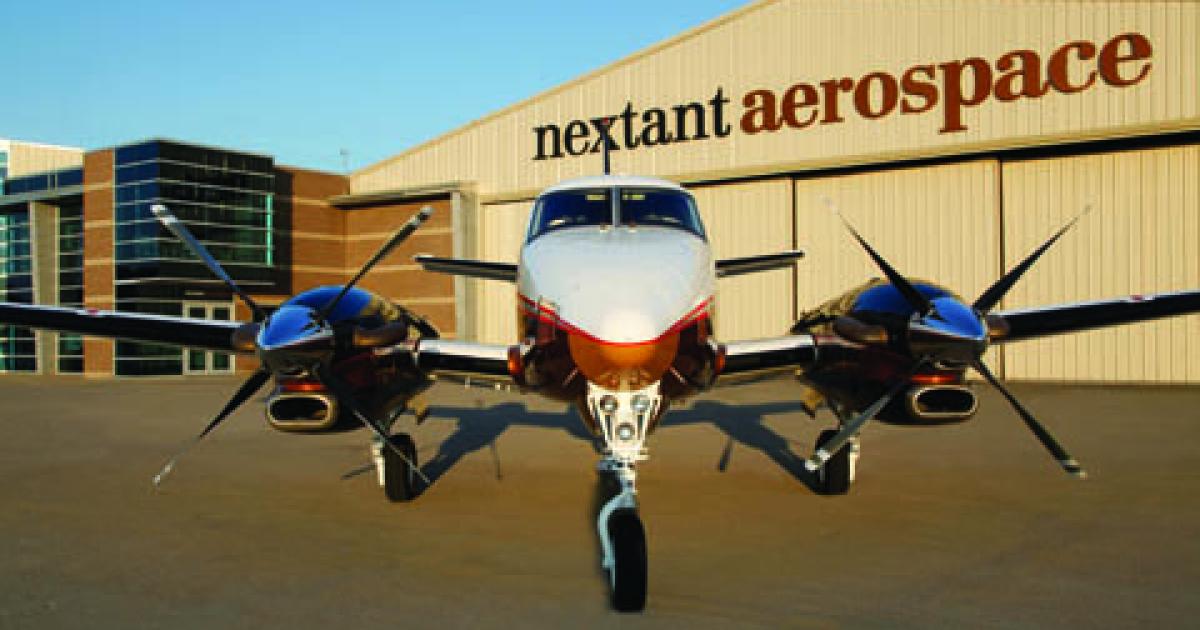 Nextant Aerospace expects to fly its G90XT, a remanufactured Beechcraft C90 that integrates Garmin’s G1000 avionics and GE H75-100 engines, early next month.