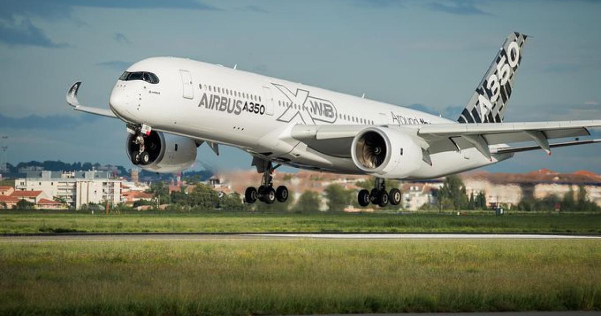 Airbus A350-900 MSN005 takes off from Toulouse on November 17 for an 11-day tour of Asia. (Photo: Airbus)