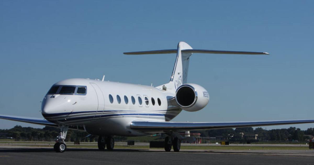 Gulfstream Aerospace delivered the first fully outfitted G650ER to a customer in mid-November, ahead of the projected delivery date in early 2015. The approximately $2 million ER option stretches the G650’s 7,000-nm range to 7,500 nm at a cruise speed of Mach 0.85. (Photo: Gulfstream Aerospace)