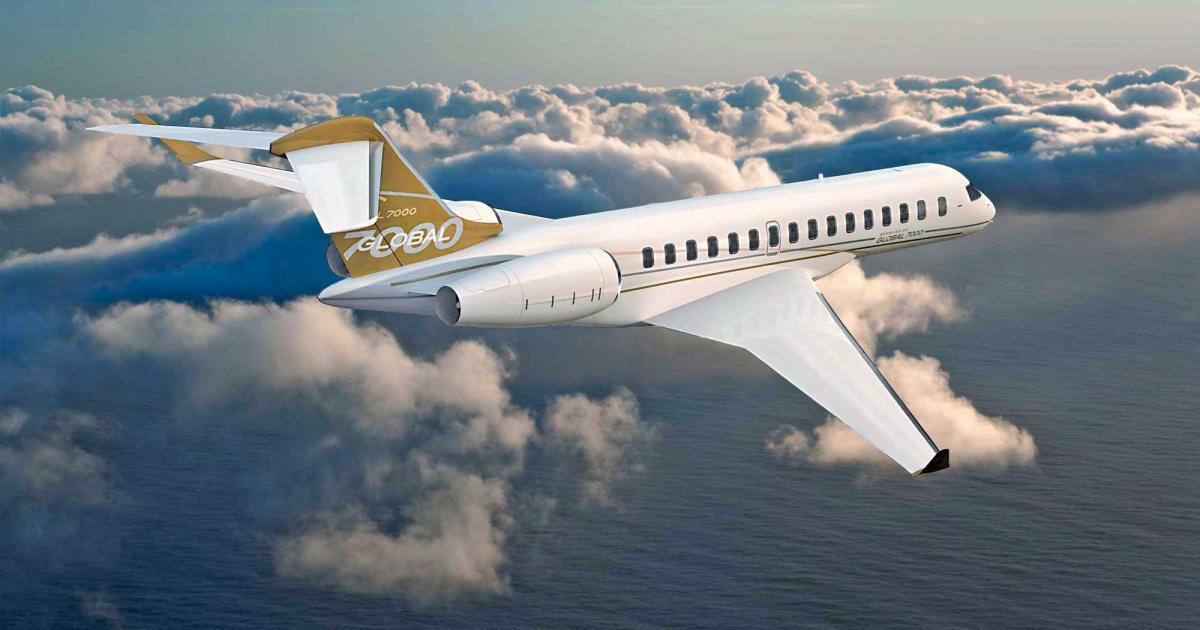 Bombardier is on track to make first flight of its Global 7000 in 2015. Entry-into-service is planned for 2016.