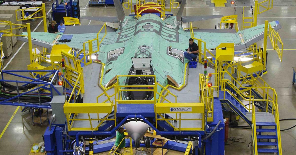 An F-35 comes together on the U.S. production line, where security is tight. Overhaul depots in Europe and the Pacific for the stealth jet must have similar security, overseen by the U.S. (Photo: Lockheed Martin) 